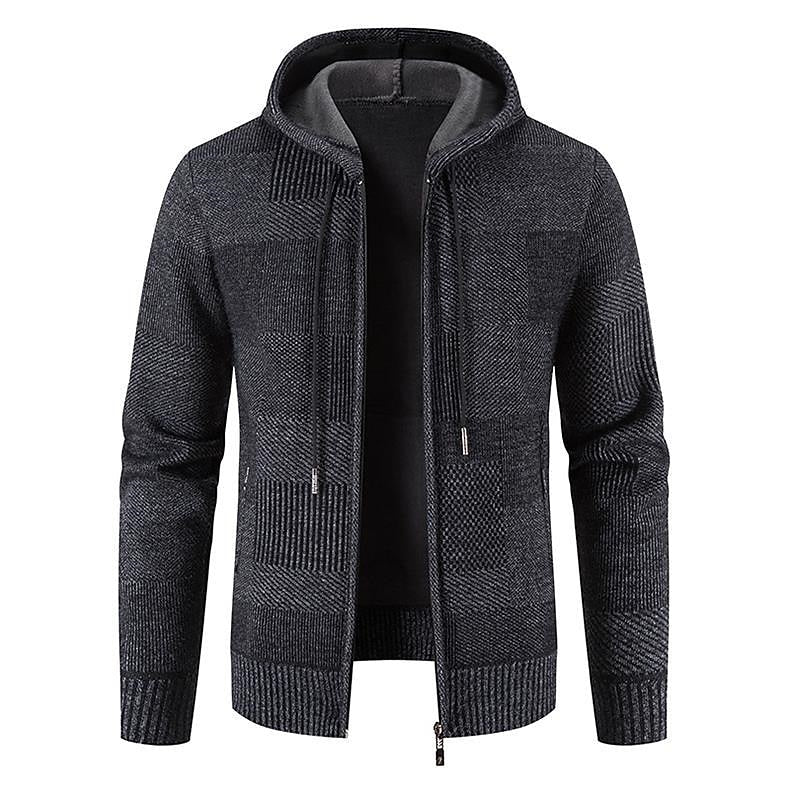Waffle Hooded Zip Cardigan
