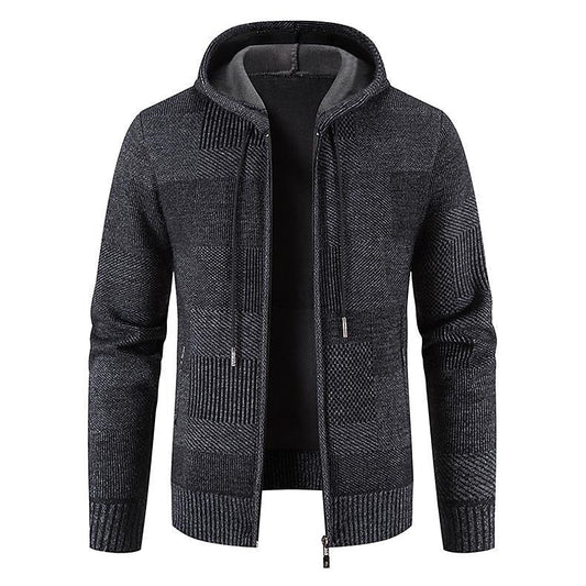 Waffle Hooded Zip Cardigan