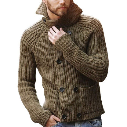 Wide Collar Ribbed Cardigan