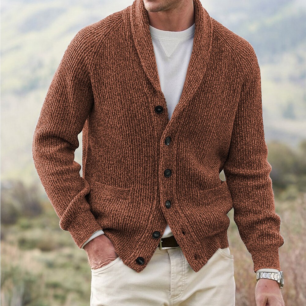 Shawl Rib Button Cardigan