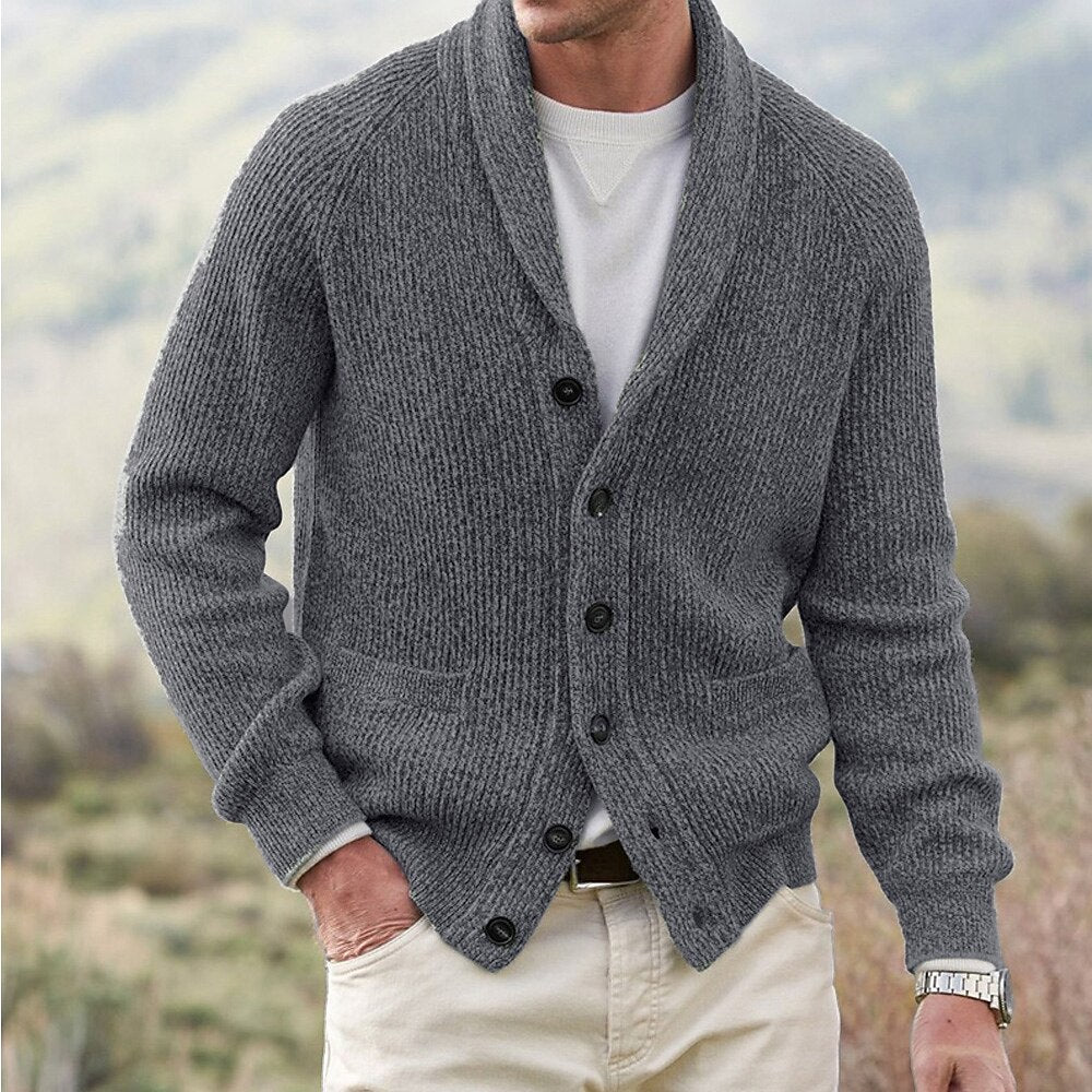 Shawl Rib Button Cardigan