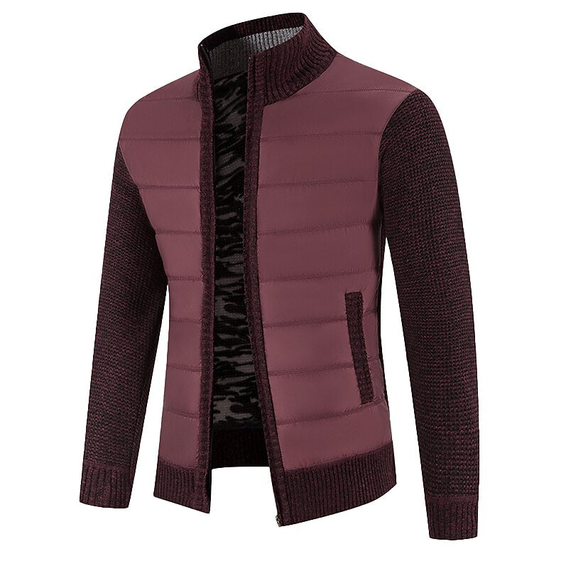 Quilted Front Zip Cardigan