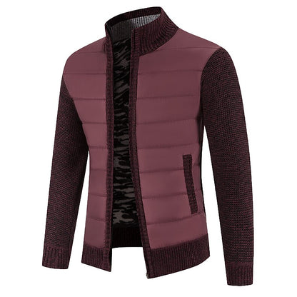 Quilted Front Zip Cardigan