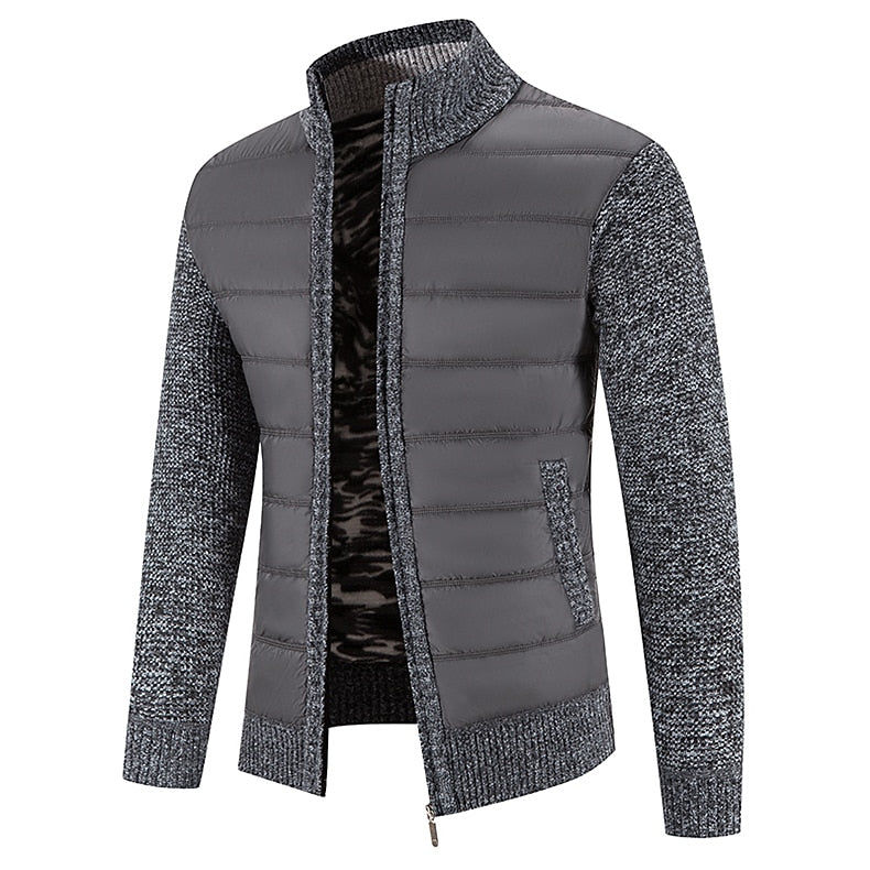 Quilted Front Zip Cardigan