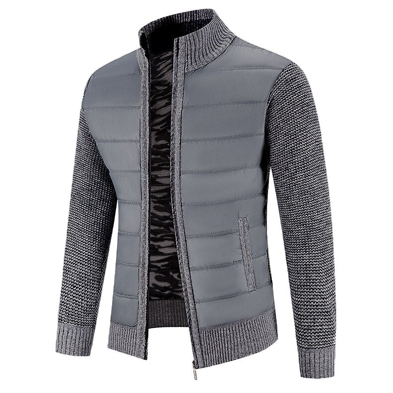 Quilted Front Zip Cardigan