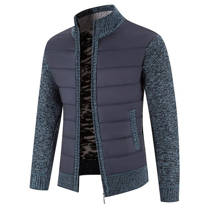 Quilted Front Zip Cardigan