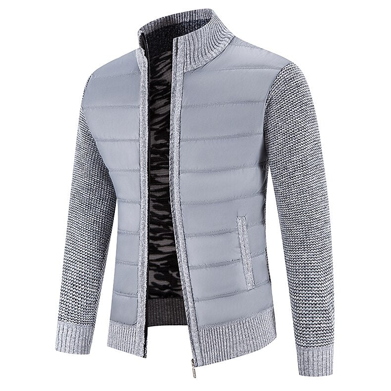 Quilted Front Zip Cardigan