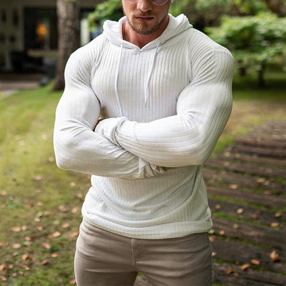 Ribbed Pullover Drawstring Hoodie