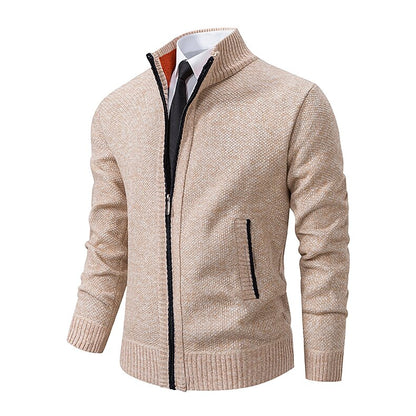 Clean Rib Stand-Collar Cardigan