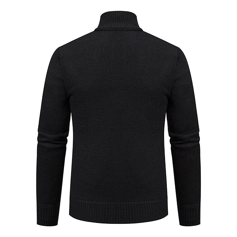 Clean Rib Stand-Collar Cardigan