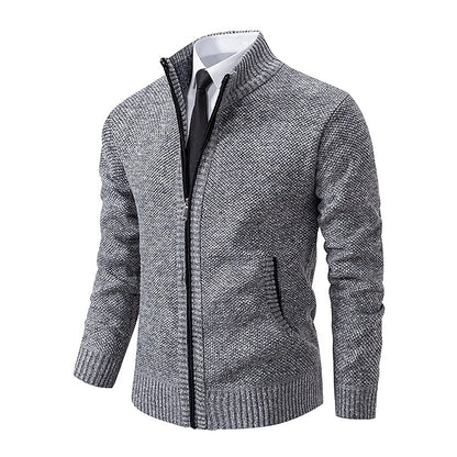 Clean Rib Stand-Collar Cardigan