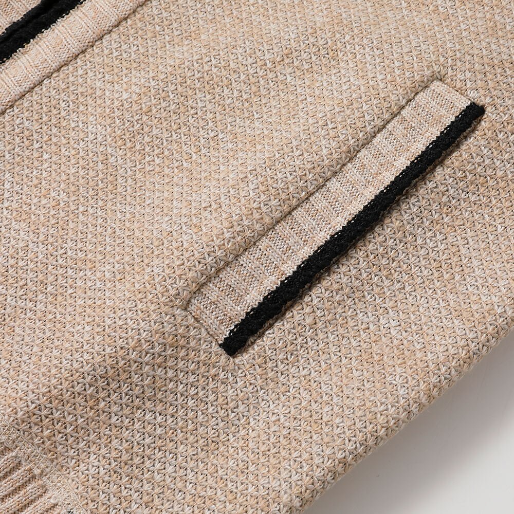 Clean Rib Stand-Collar Cardigan