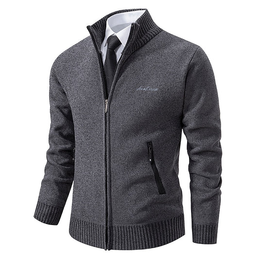Fine Gauge Stand-Collar Zip Cardigan