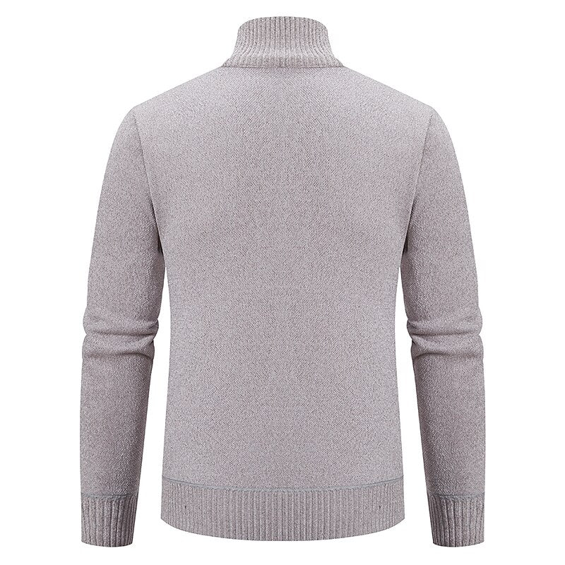 Fine Gauge Stand-Collar Zip Cardigan