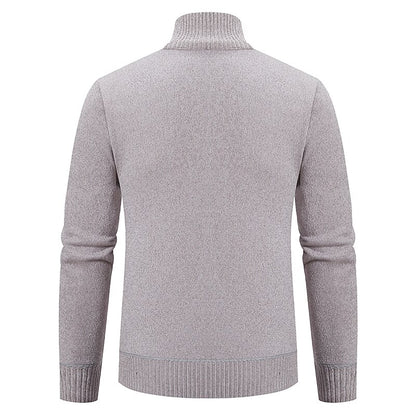 Fine Gauge Stand-Collar Zip Cardigan