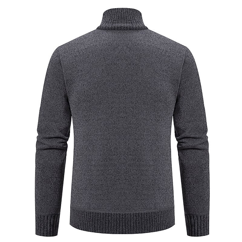 Fine Gauge Stand-Collar Zip Cardigan