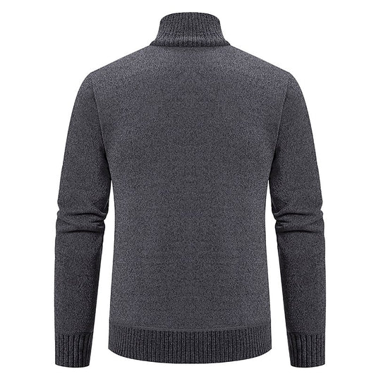 Fine Gauge Stand-Collar Zip Cardigan