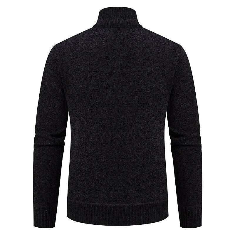 Fine Gauge Stand-Collar Zip Cardigan
