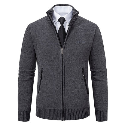 Fine Gauge Stand-Collar Zip Cardigan
