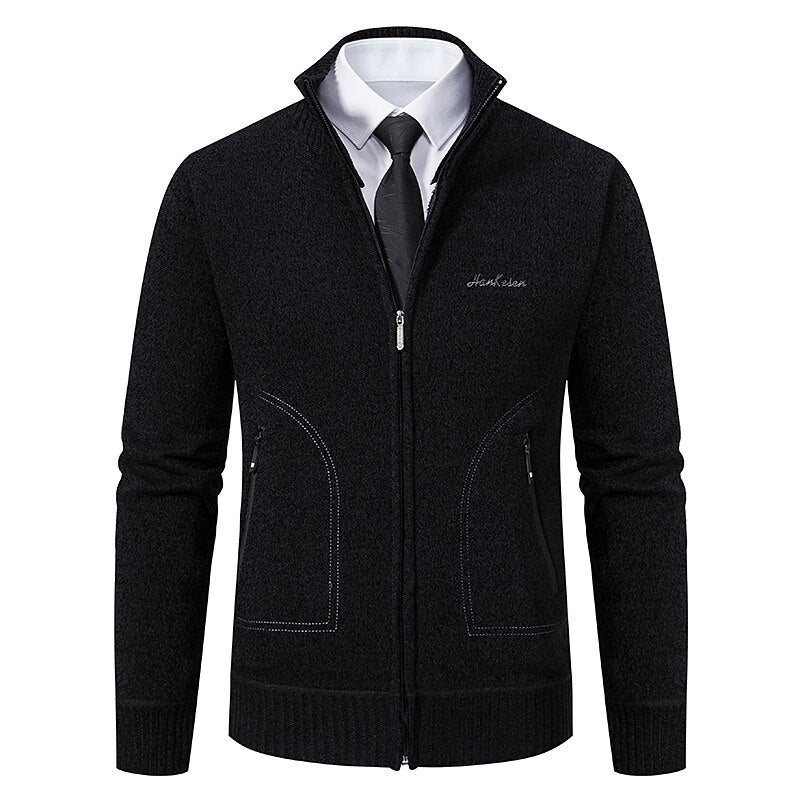 Fine Gauge Stand-Collar Zip Cardigan