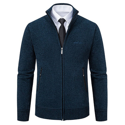 Fine Gauge Stand-Collar Zip Cardigan