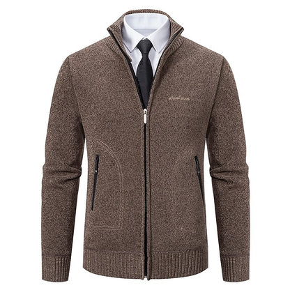 Fine Gauge Stand-Collar Zip Cardigan