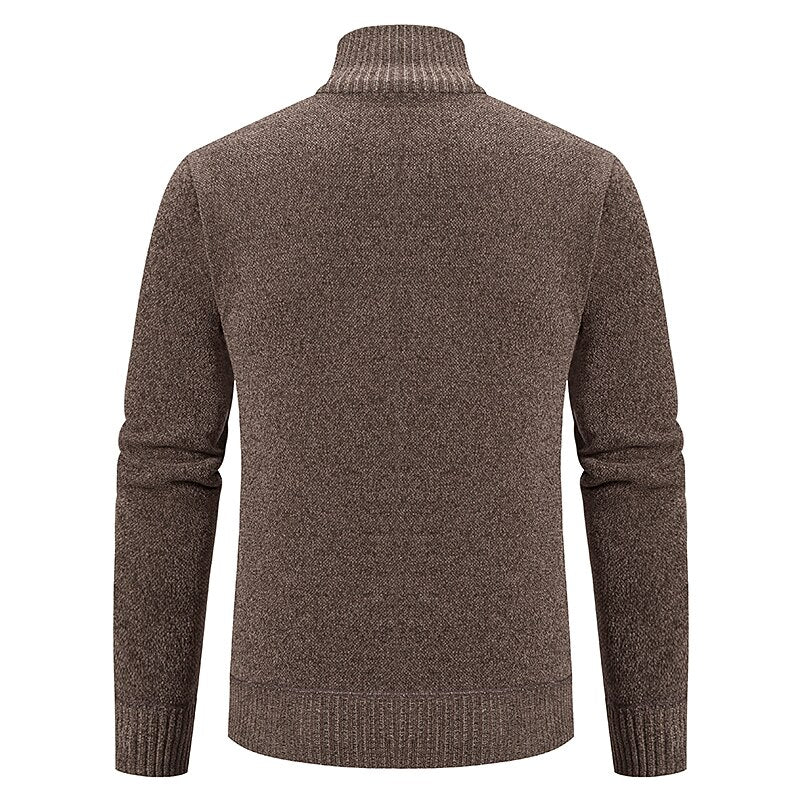Fine Gauge Stand-Collar Zip Cardigan