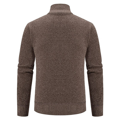 Fine Gauge Stand-Collar Zip Cardigan