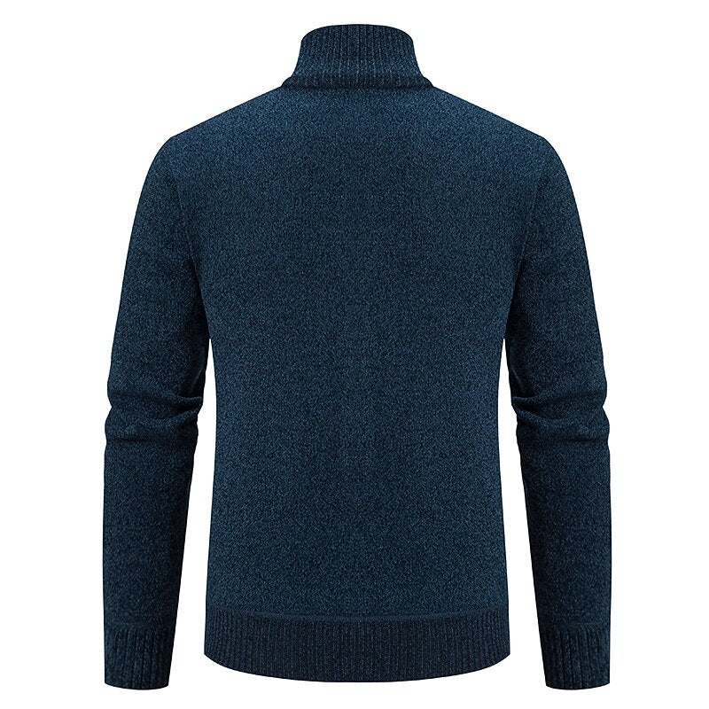 Fine Gauge Stand-Collar Zip Cardigan
