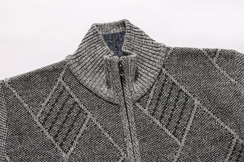 Chevron Rib Zip Cardigan
