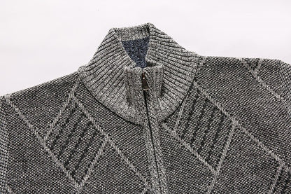 Chevron Rib Zip Cardigan