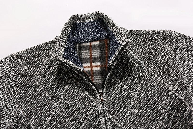 Chevron Rib Zip Cardigan