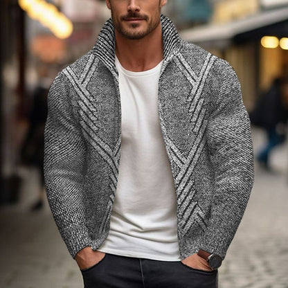 Chevron Rib Zip Cardigan