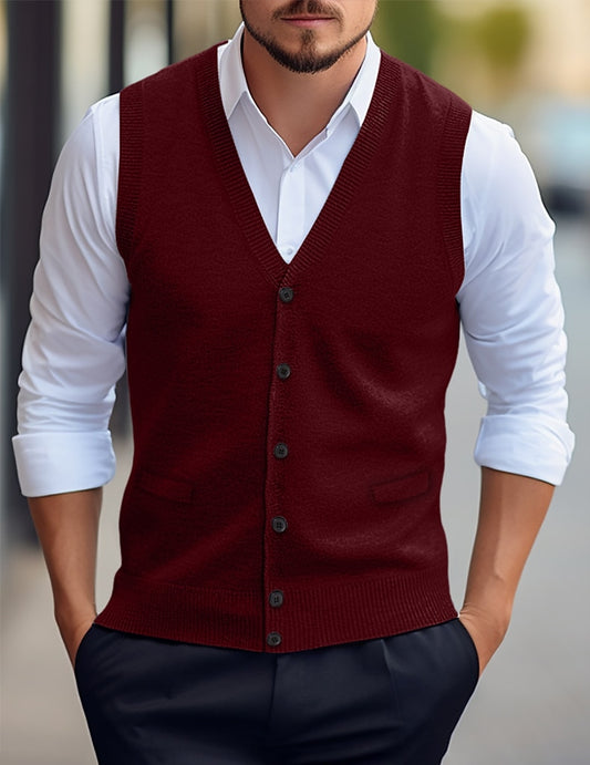 Rib Edge Button Cardigan Vest