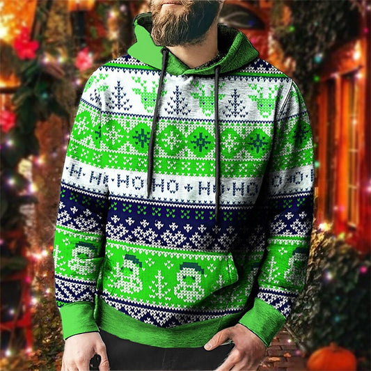 Ho Ho Ho Reindeer Fair Isle Hoodie