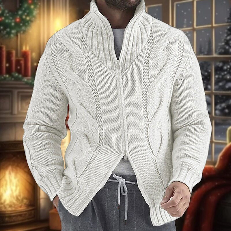 Oversized Cable Zip Cardigan