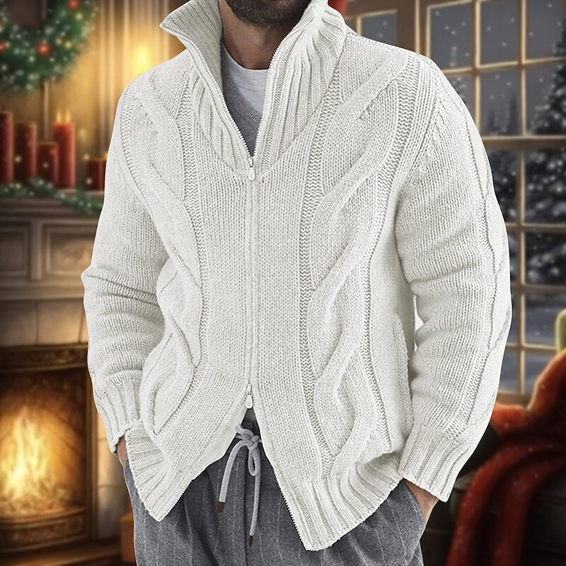 Oversized Cable Zip Cardigan