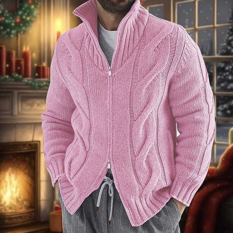 Oversized Cable Zip Cardigan