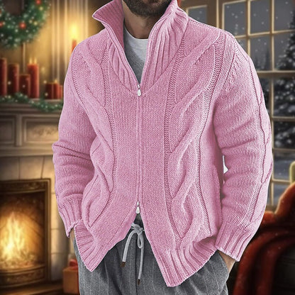 Oversized Cable Zip Cardigan