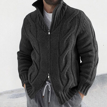 Oversized Cable Zip Cardigan