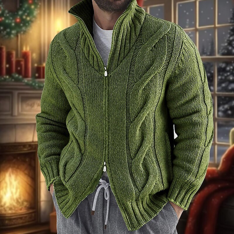 Oversized Cable Zip Cardigan
