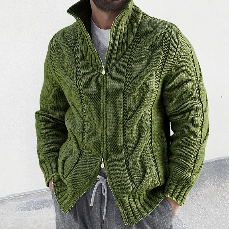 Oversized Cable Zip Cardigan