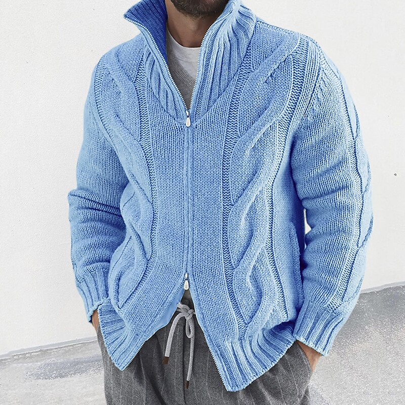 Oversized Cable Zip Cardigan