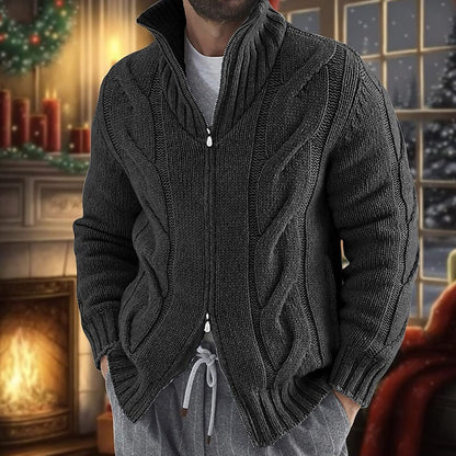Oversized Cable Zip Cardigan