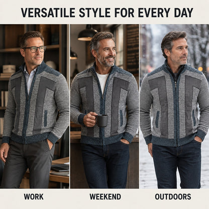 Angular Panel Zip Cardigan