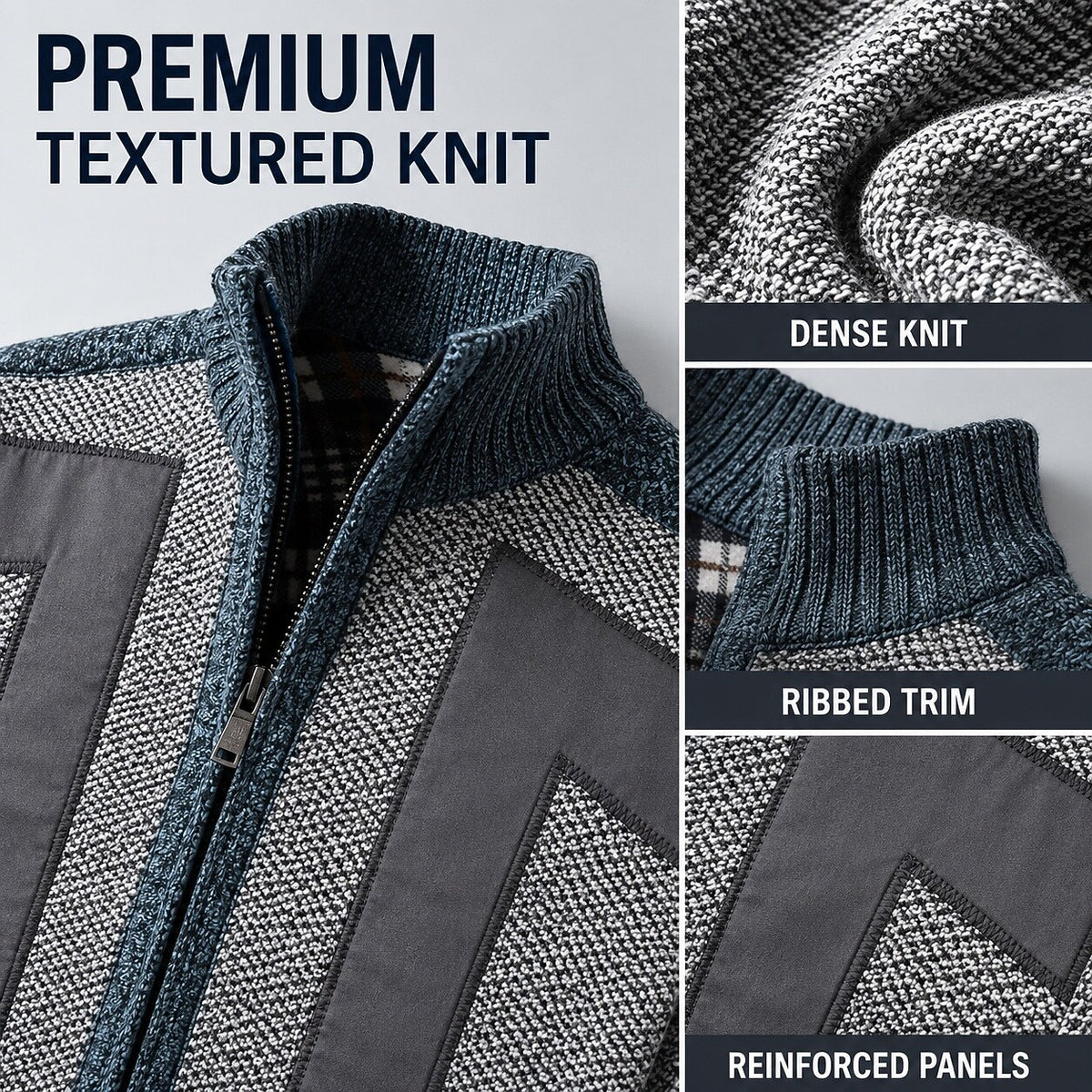 Angular Panel Zip Cardigan