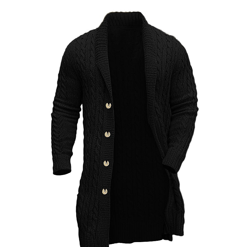 Drop-Shoulder Shawl-Collar Cardigan