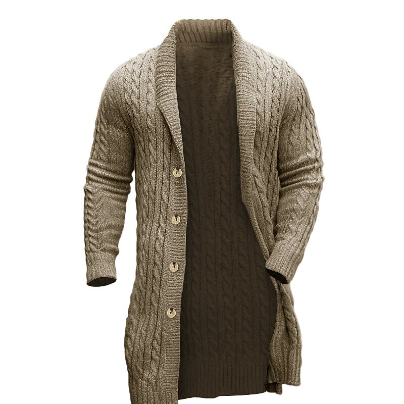 Drop-Shoulder Shawl-Collar Cardigan