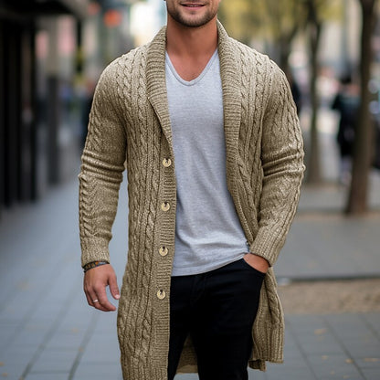 Drop-Shoulder Shawl-Collar Cardigan