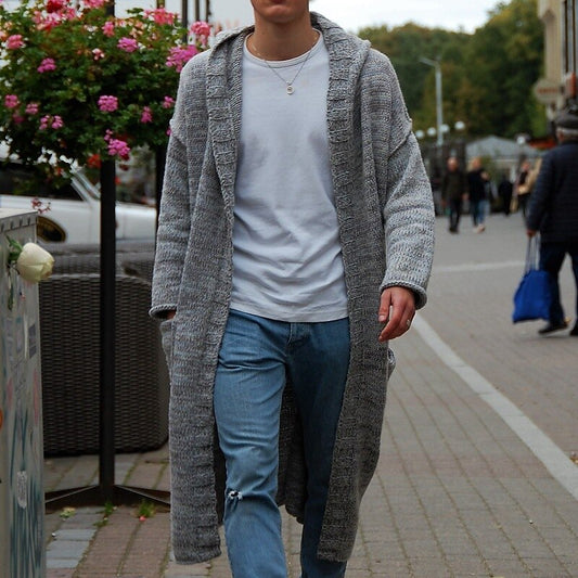 Longline Hooded Pocket Cardigan